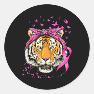 Tiger Brustkrebs Bewusstsein Pink Ribbon Cancer S Runder Aufkleber