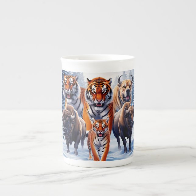 Tiger Buffalo Hund im Freien Prozellantasse (Vorderseite)