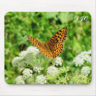 Tiger Butterfly auf weißer Blume Mousepad