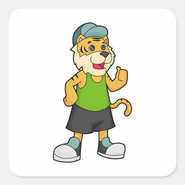 Tiger Cap Quadratischer Aufkleber (Vorderseite)