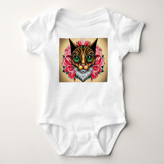 Tiger Cat Art Baby Strampler (Vorderseite)