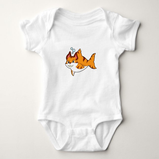 Tiger cat as Shark in Water.PNG Baby Strampler (Vorderseite)
