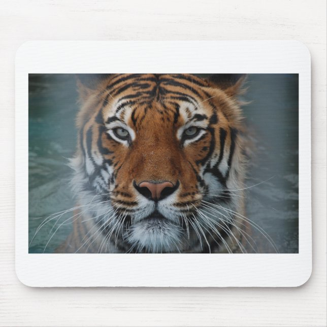 Tiger Cat Stripes Jungle Mist Animal Mousepad (Vorne)