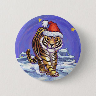 Tiger Christmas Button