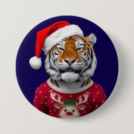 Tiger Christmas Button
