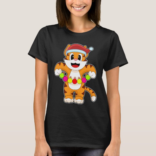 Tiger Christmas Fairy lights T-Shirt (Vorderseite)