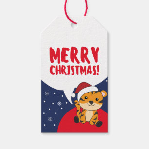 Tiger Christmas Snow Winter Animals Tiger Gift Tag Geschenkanhänger