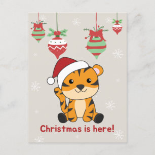 Tiger Christmas Snow Winter Animals Tiger Holiday Feiertagspostkarte