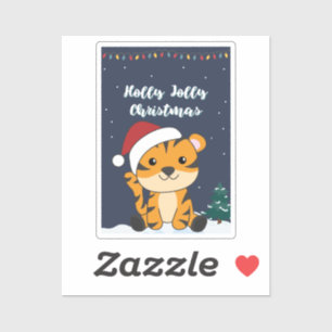 Tiger Christmas Snow Winter Animals Tiger Sticker