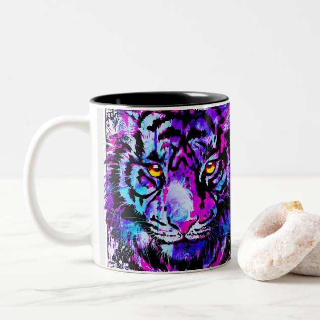 Tiger Coffee Tasse | Zwei Tigerfacen (Mit Donut)