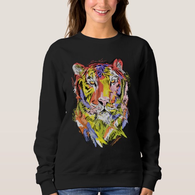 Tiger colourful animal art animal lovers sweatshirt (Vorderseite)