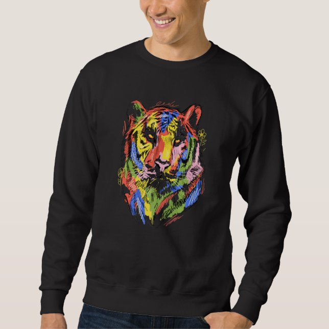 Tiger colourful animal art animal lovers tiger Pre Sweatshirt (Vorderseite)