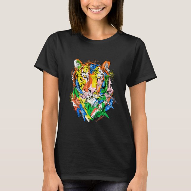 Tiger colourful animal art animal lovers tiger T-Shirt (Vorderseite)