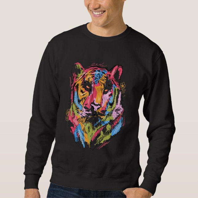Tiger Colourful Art Animal Lover Animal Sweatshirt (Vorderseite)
