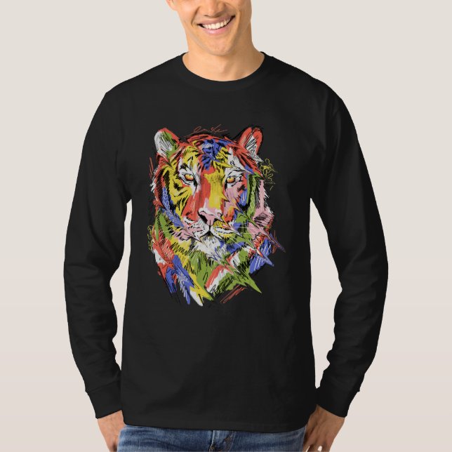 Tiger colourful art animal lovers artwork T-Shirt (Vorderseite)