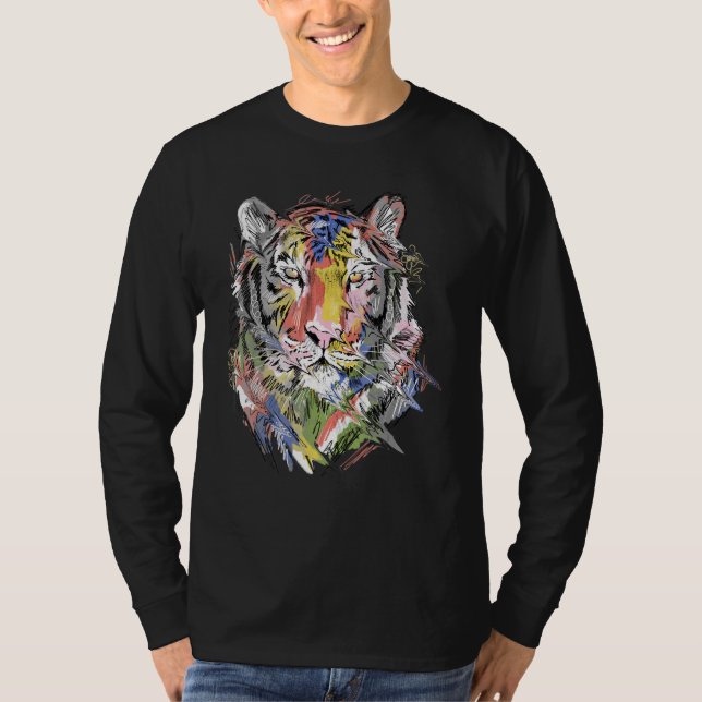 Tiger Colourful Art Animal Lovers T-Shirt (Vorderseite)