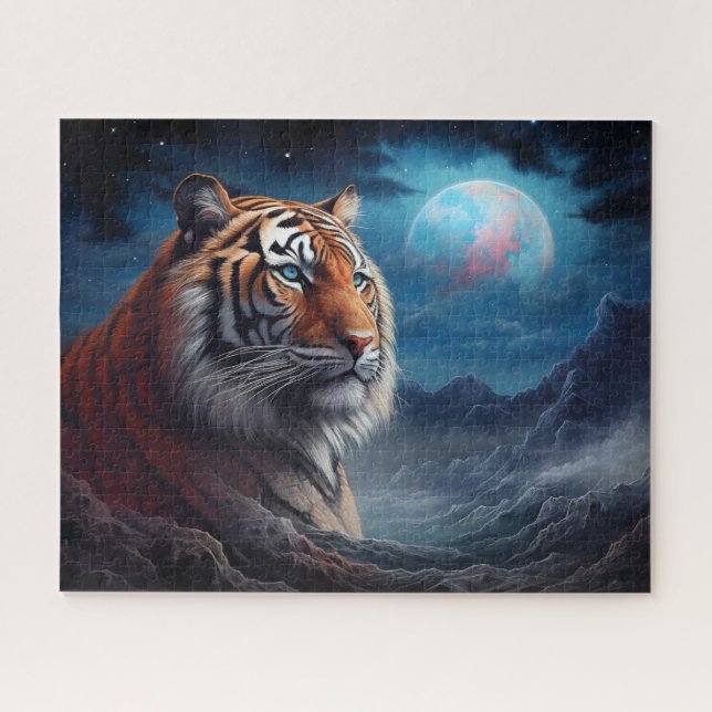 Tiger Cosmic Space Surreal Fantasy Art Puzzle (Horizontal)