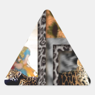 Tiger & Couple Art Print Dreieckiger Aufkleber