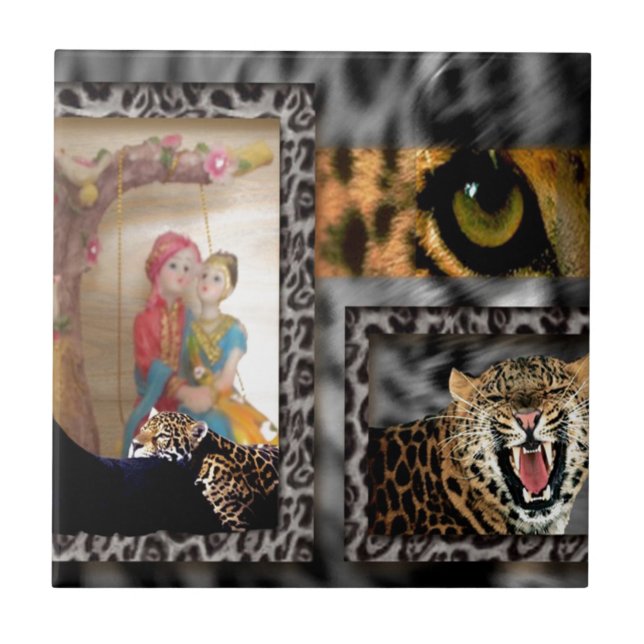 Tiger & Couple Art Print Fliese (Vorderseite)