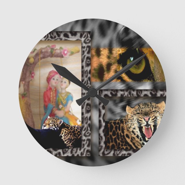 Tiger & Couple Art Print Runde Wanduhr (Vorderseite)
