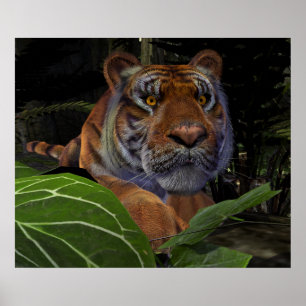 Tiger Crouching im Dschungel Poster