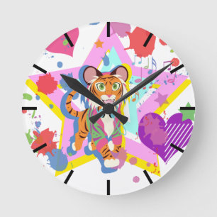 Tiger Cub Runde Wanduhr
