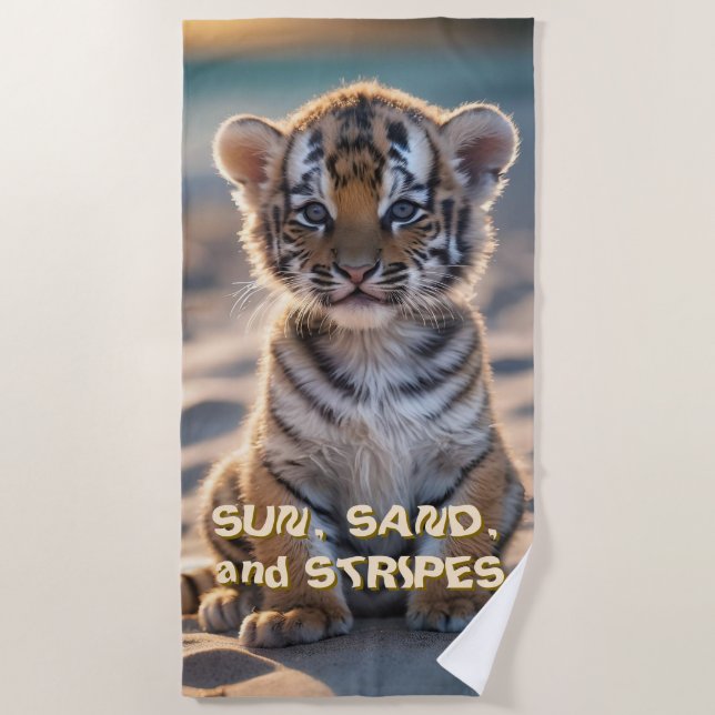 Tiger Cub "SUN, SAND UND STREIFEN" Strandtuch (Vorderseite)