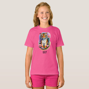 Tiger Cube mit Blume T-Shirt