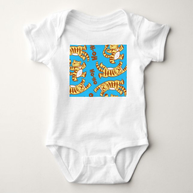 Tiger Cubs Cartoon: Funny Seamless. Baby Strampler (Vorderseite)