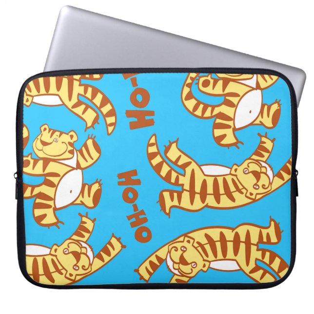 Tiger Cubs Cartoon: Funny Seamless. Laptopschutzhülle (Vorderseite)