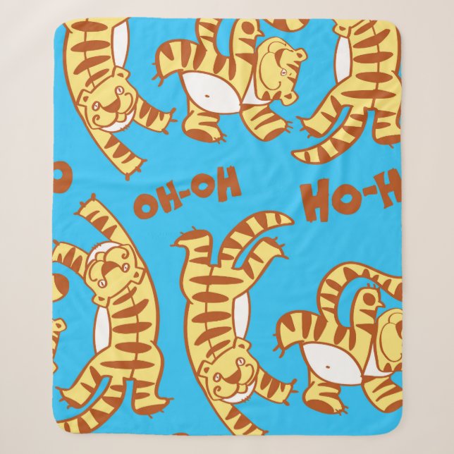 Tiger Cubs Cartoon: Funny Seamless. Sherpadecke (Vorderseite)