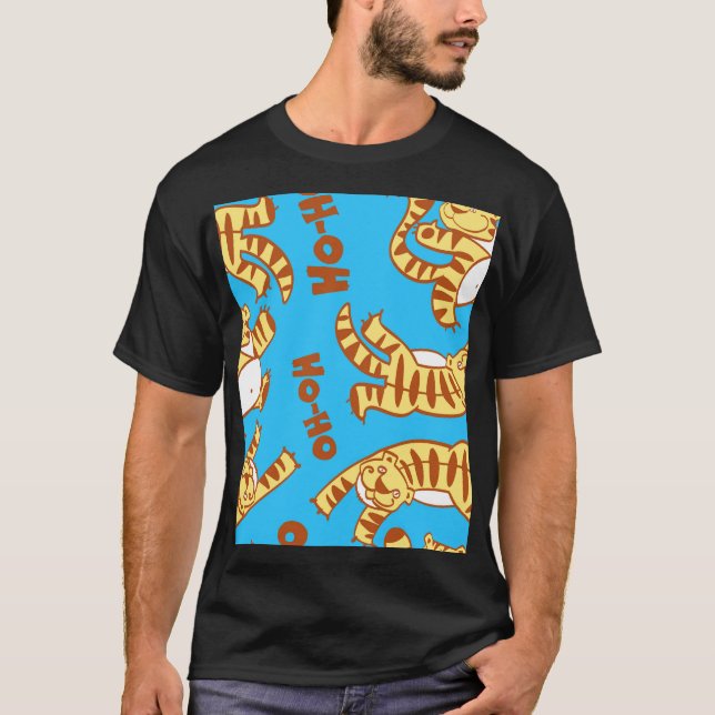 Tiger Cubs Cartoon: Funny Seamless. T-Shirt (Vorderseite)