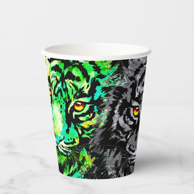 Tiger Cup | Tigerköpfe Papier Cup Pappbecher (Vorderseite)