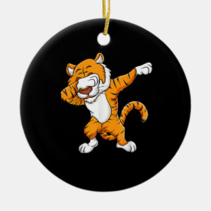 Tiger   Dabbing Tiger Squad Football Mascot Funny  Keramik Ornament