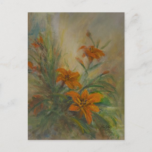 Tiger "Day" Lilies Postkarte (Vorderseite)