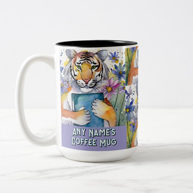 Tiger, der das große Buch Zwei-Tone-Kaffee-Tasse h Zweifarbige Tasse (Links)