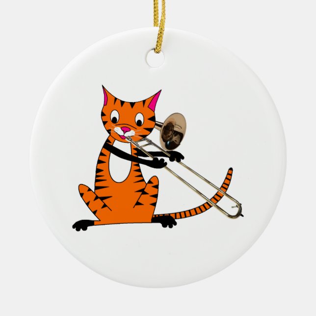 Tiger, der den Trombone spielt Keramik Ornament (Vorne)