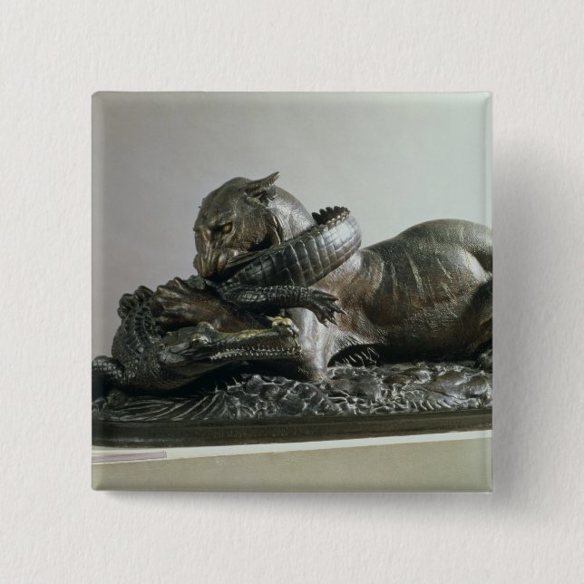 Tiger, der einen Alligator, 1832 (Bronze, Button (Vorderseite)