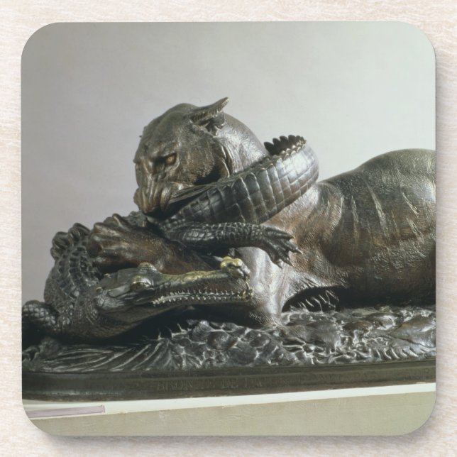 Tiger, der einen Alligator, 1832 (Bronze, Getränkeuntersetzer (Vorderseite)
