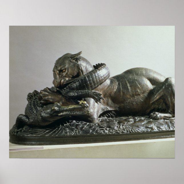 Tiger, der einen Alligator liebt, 1832 (Bronze) Poster (Vorne)