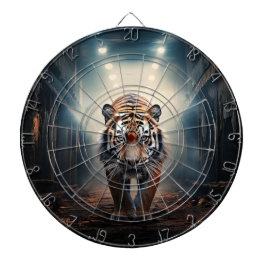 Tiger, der im surrealen Wald Nr. 2 herumstreift Dartscheibe
