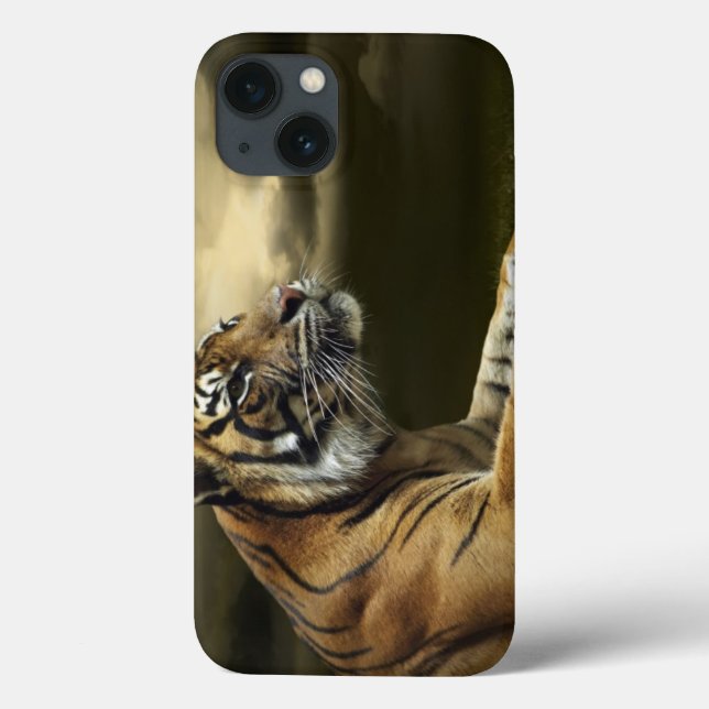 Tiger, der unter drastischem Himmel schaut und Case-Mate iPhone Hülle (Rückseite)