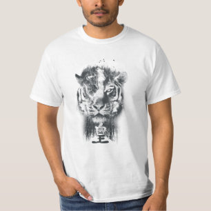 Tiger Design Double Exposed T-Shirt