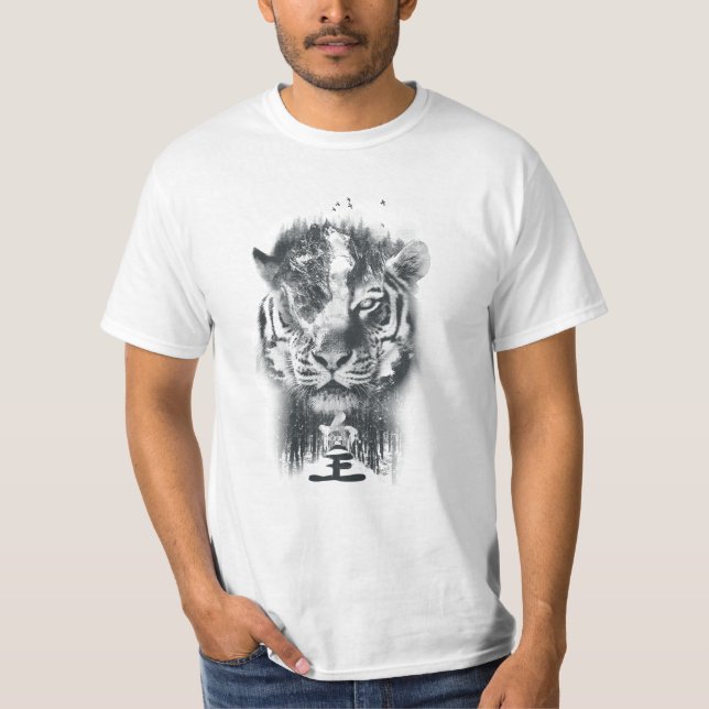 Tiger Design Double Exposed T-Shirt (Vorderseite)