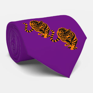 Tiger Design Orange/Black Team Mascot Necktie Krawatte