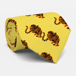 Tiger Design Orange/Black Team Mascot Necktie Krawatte