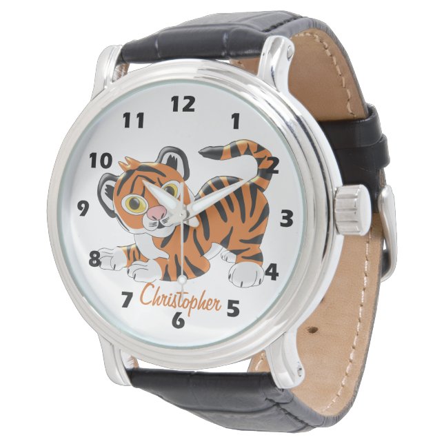 Tiger Design Personalised Armbanduhr (Schrägansicht)