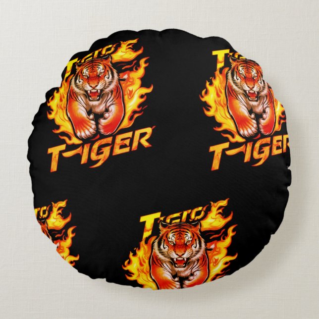 Tiger Design Round Throw Kissen (Vorderseite)
