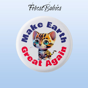 Tiger, die Erde wieder groß machen, Niedliche Umwe Button