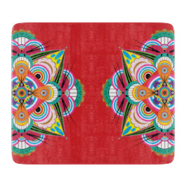 Tiger Dragon Mandala Glass Cutting Board 7.5 x 6.5 Schneidebrett